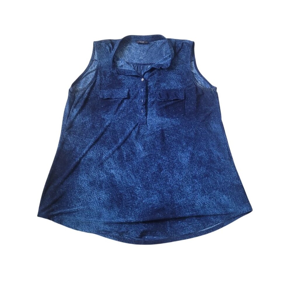 Cocomo Women's Artsy Pleated‎ Popover Top Sleeveless Size 1X Button